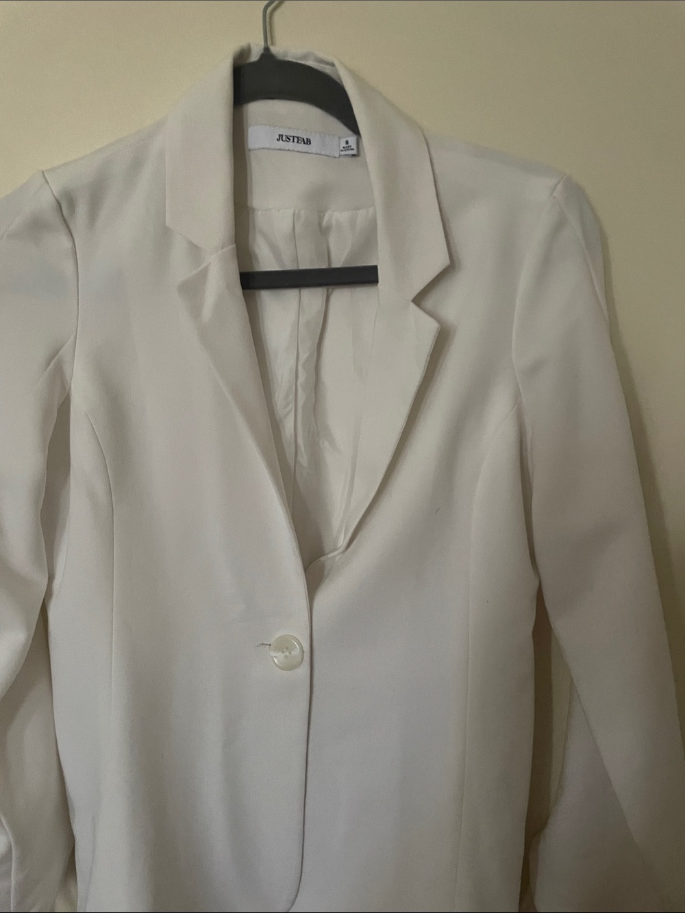 JustFab Cream Single-Button Tailored Blazer